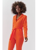 Elegant jumpsuit with long sleeves, orange 25280 - Online store - Boutique